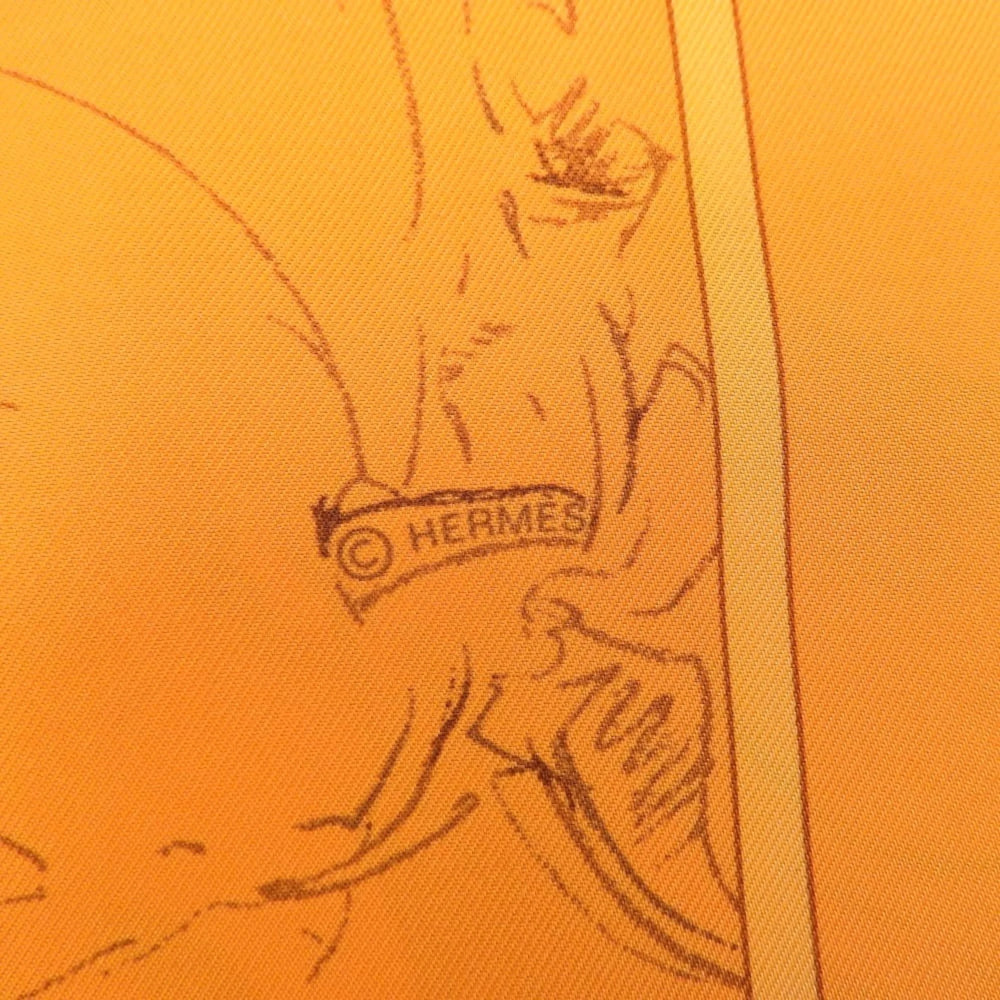 HERMES Authentic Orange Silk Scarf - Picture 7 of 7